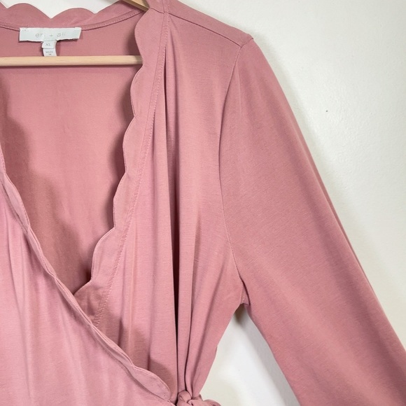 ANTHROPOLOGIE | ERI + ALI SCALLOP RUSTY PINK WRAP TOP - Picture 8 of 14
